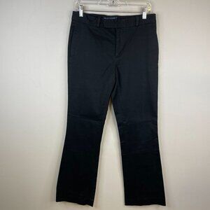 Ralph Lauren Blue Label Womens BOOT CUT Pants 10 Black Twill Flat Front Preppy